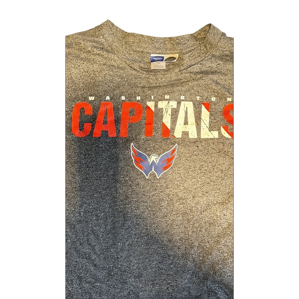 NHL Washington Capitals T-Shirt Mens XXL Gray Heathered Distressed Logo Tee - Picture 6 of 9